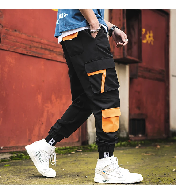YASUGUOJI Fashion Streetwear Pockets Joggers Boost Military Casual Cotton Pants Hip Hop Mens Cargo Pants Pencil Harem Pants Men