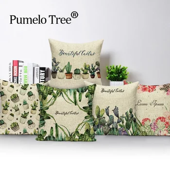 

Cactus Cushion Covers Farmhouse Home Decor Pillow Cover Printed Cushions Case Tropical Plants Home Decoration Pillows Case Cojin