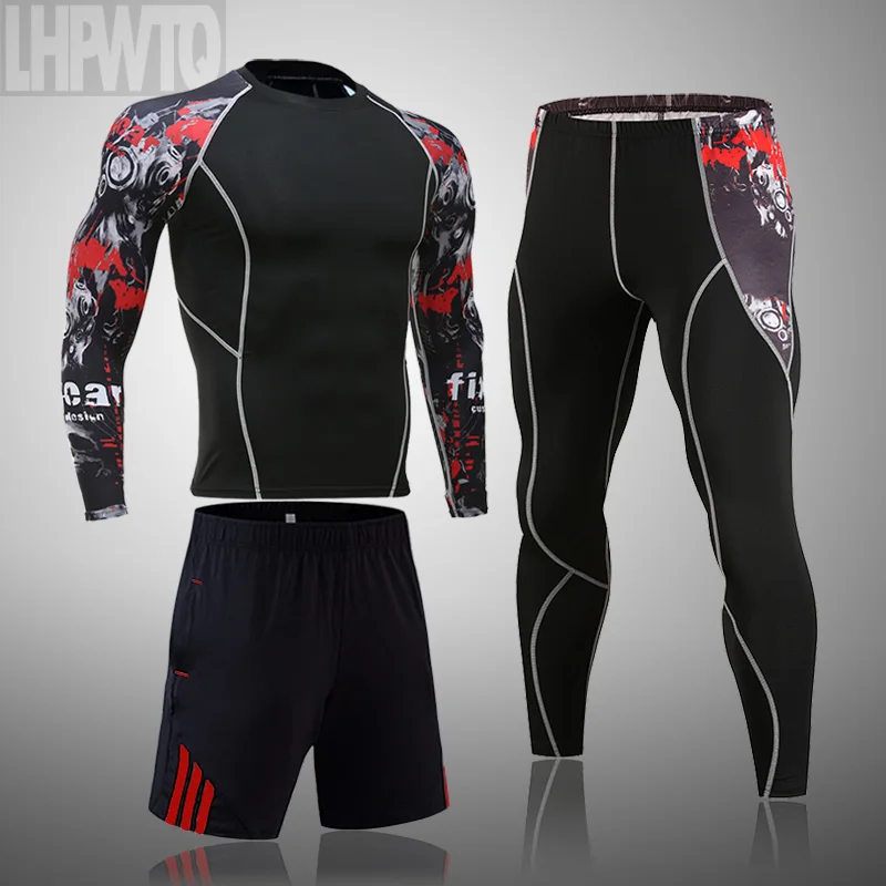 Traje deportivo de LICRA para MMA para hombre, ropa deportiva de secado rápido, kit de entrenamiento de compresión, leggings térmicos, ropa interior