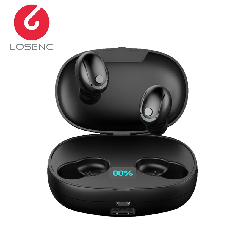 TWS V5.0 T5S Bluetooth наушники 3D стерео беспроводные наушники с микрофоном 2200 мАч Внешний аккумулятор гарнитура с микрофоном Спорт - Цвет: Черный