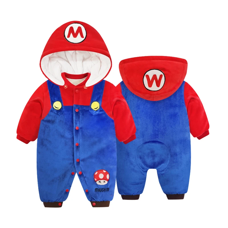 

Newborn Baby Mario Clothes Boy Girl Mushroom Cosplay Romper Baby Onesie Halloween Costume Winter Soft Festival Outfit Clothing