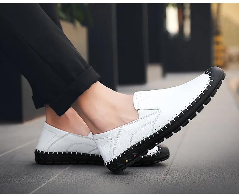 Big Size Men Genuine Leather Shoes Fashion Slip-On Flat shoes For Men Italian Leather Men Loafers Luxury Brand Men Shoes