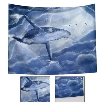 

1Pc Household Bedroom Tapestry Creative Whale Pattern Tapestry Fashion Printing Beach Towel Wall Hanging Shower Curtain Throw Ru