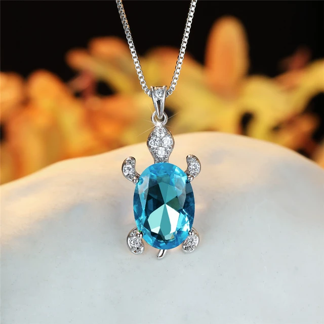 Stone Pendant Necklace | Stone Chain Necklaces - Crystal Big Stone Necklace  Blue - Aliexpress