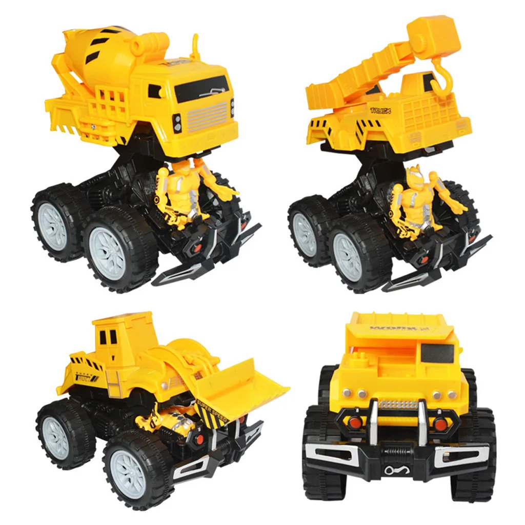 Funny Engineering Vehicle Model Wheel Plastic Diecast Inertial Deformation Toys kids toys boys Holiday Gift #B