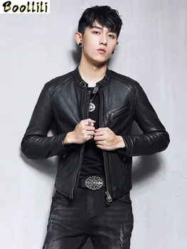 

Boollili Genuine Leather Jacket Men 100% Sheepskin Leather Coat Biker Motorcycle Jacket Man Vlothes 2020 Slim Fit Vintage