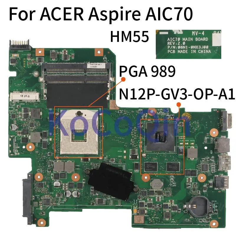 Материнская плата DDR3 для ноутбука Acer Aspire 7739 7739G 7739ZG HM55 PGA 989 материнская AIC70 REV.2.0
