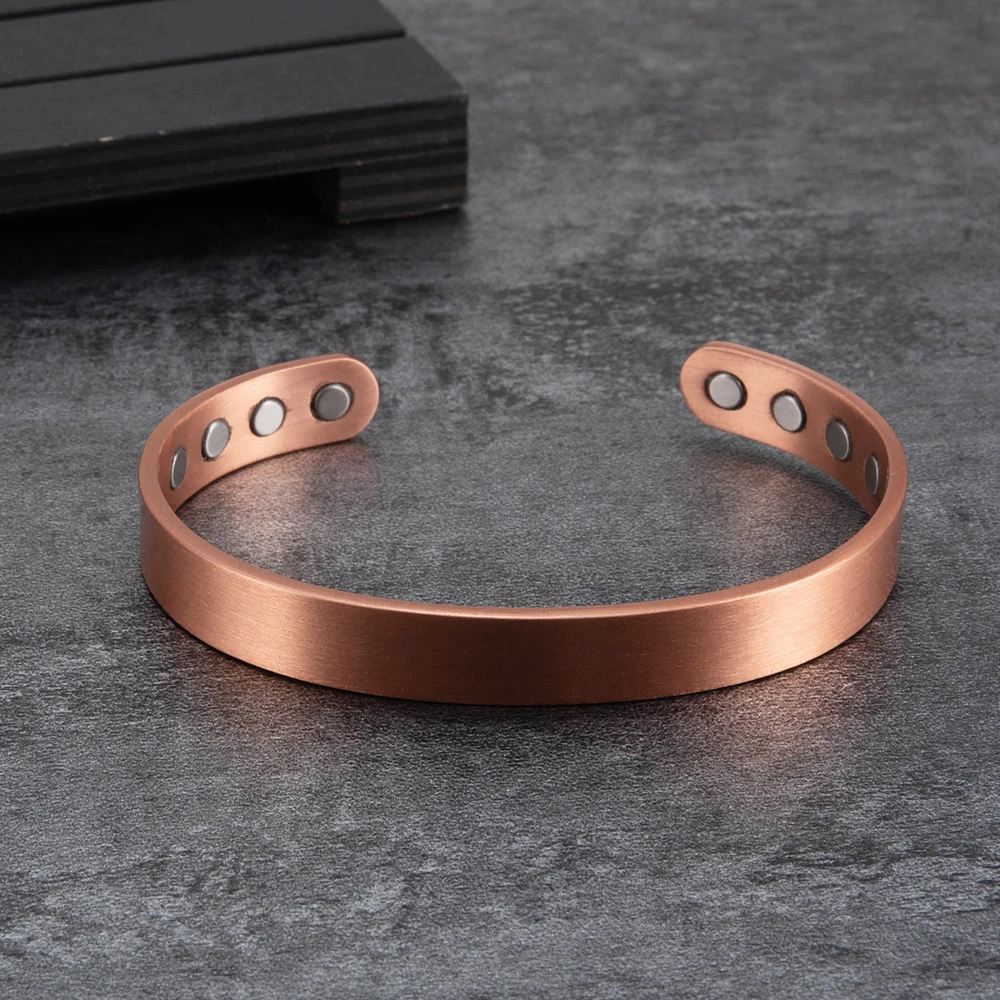 Magnetic Bracelet Bangle Bracelet Vinterly Matte Pure Copper Magnetic Bracelet Men Arthritis Adjustable High Magnets 10mm Cuff Bangles Health Energy Jewelry Male