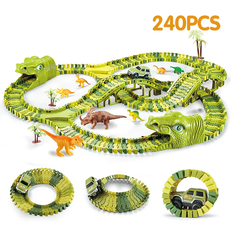 

Dinosaur Toys Railway Racing Track Toy Dinosaur Model Pull Back Car Set Animal Small Figures Educational Toys for Kids Children