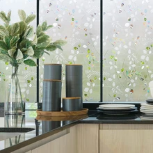 Стеклянная пленка с рисунком листьев, статическая защита, многоразмерная защита конфиденциальности, перерабатываемый съемный декор для окон, дверей, шкафов, шкафов