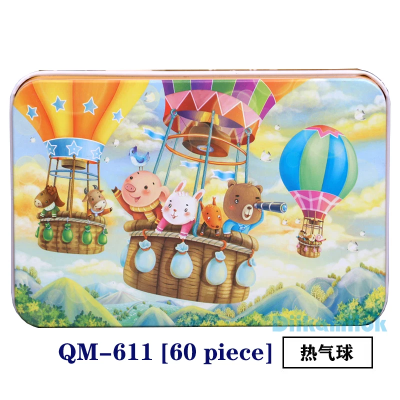 QM-611 Новинка, 60 шт., деревянные головоломки, детские игрушки, Мультяшные животные, деревянные пазлы, Детские Обучающие Игрушки для раннего обучения, рождественский подарок - Цвет: QM-611