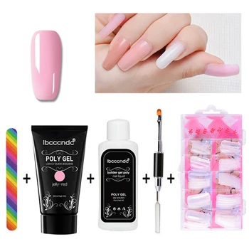 

ibcccndc Poly Gel Varnish Set Nail Polish Polygel Kit Quick Builder Extension Hard Gel Camouflage UV Led Lacquer Brush Nail Tips
