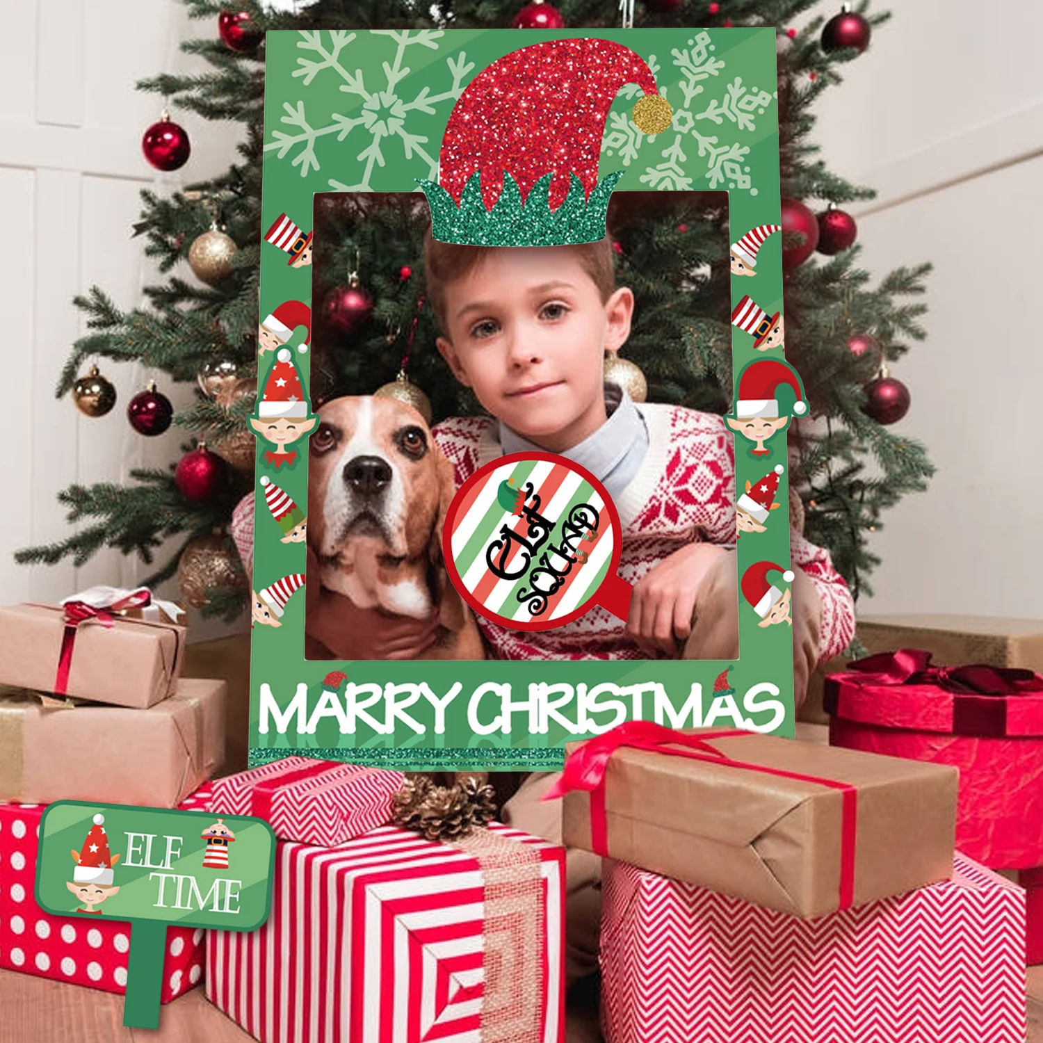 Behogar Merry Christmas забавная рамка для селфи с 1 комплектом фото стенд реквизит для рождественской зимней тематики товары для праздников и вечеринок