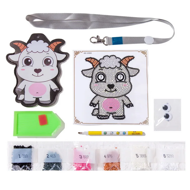 DIY круглая алмазная живопись 12 знаков зодиака мультфильма держатели карт для детей Подарки - Цвет: Sheep