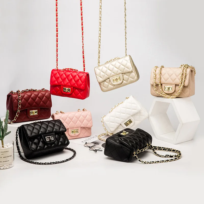 

Women Quilted Mini PU Crossbody Bag Chain Messenger Bag Black Red Pink White Casual Shoulder Bag Girls C Design