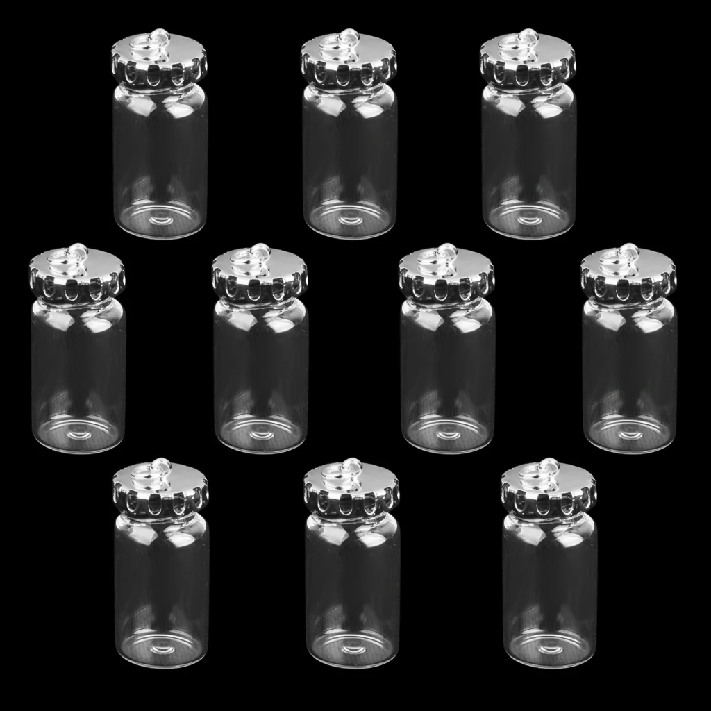 10Pcs Mini Glass Bottles Vial Wishing Bottle Jars DIY Pendants Charms for Wedding Valentines Day Gift DIY, Arts Crafts