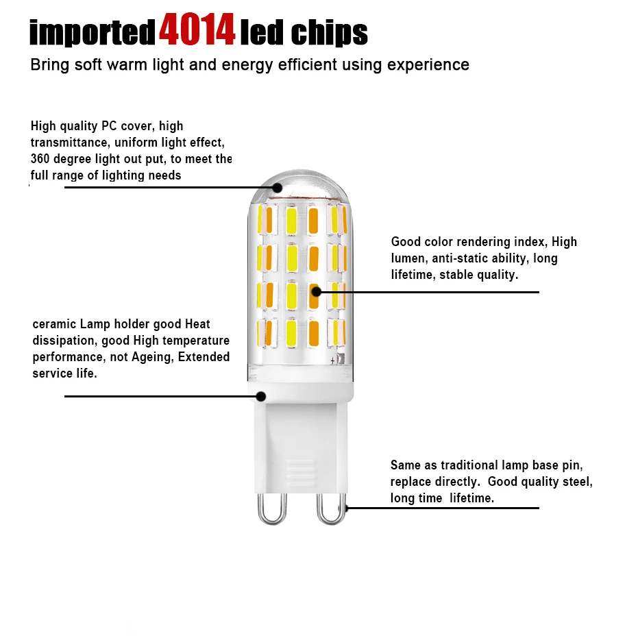 Три цвета температуры G9 Светодиодные лампы 220 В 4014 не мерцающие, светодиодные суперяркое Освещение Заменить 40 Вт галогеновая лампа 2 года гарантии