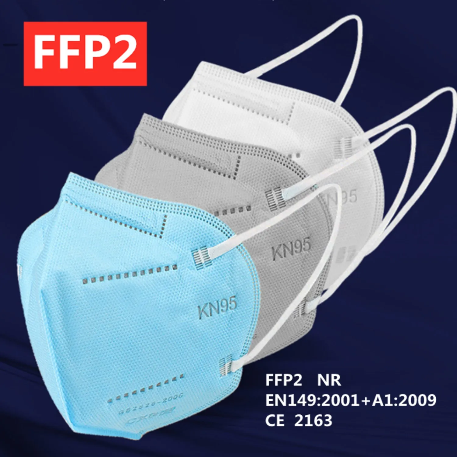 Mascarilla FFP2 KN95 con filtro de ventilación, máscara KN95 antipolvo, 5 capas, CE, KN95