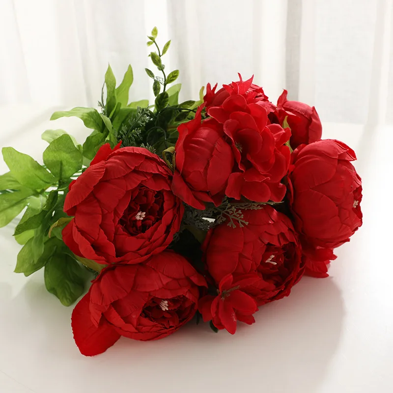 1Bunch European Artificial Peony Decorative Party Silk fake Flowers Peonies For Home Hotel decor DIY Wedding Decoration wreath