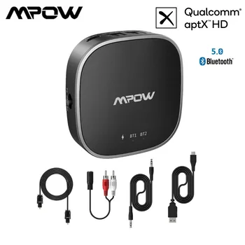 

Mpow Real Audio Adapter Bluetooth V5.0 AptX HD Low Latency Wireless Bluetooth Transmitter and Receiver for TV Car Audio System
