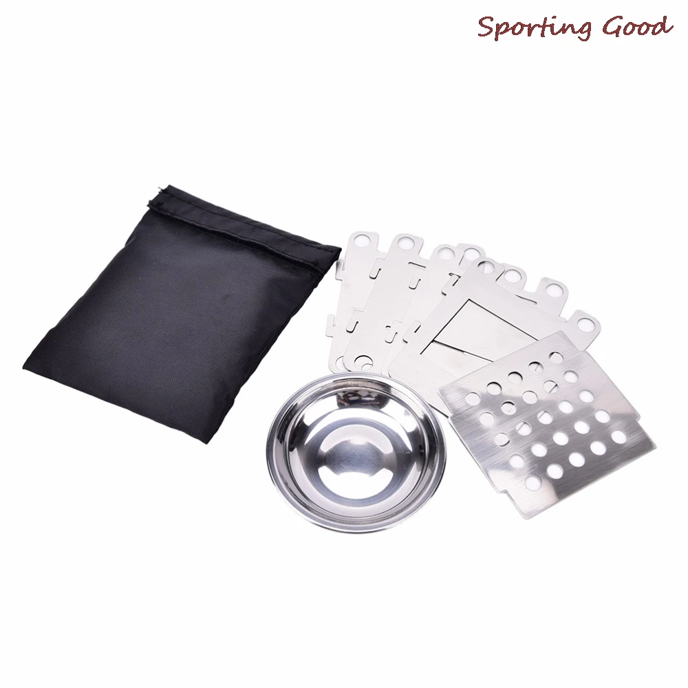 Folding Stainless Steel Wood Stove Pocket Alcohol Stove Outdoor Cooking Camping Backpacking Stoves