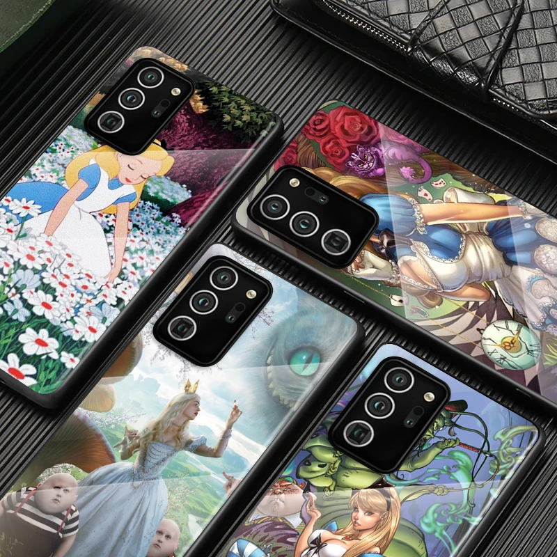 Tempered Glass Cover Alice In Wonderland For Samsung Galaxy S20 FE S10e S10 S9 S8 Ultra Plus Lite 5G Phone Case | Мобильные телефоны