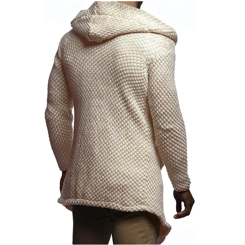 Dropshipping 2019 Brand Quality Cardigan Men Coats Solid Hooded Sweaters Men Fashion Long Thick Warm Winter Sweater Men Outwear