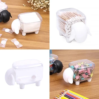 

Creative Mini Plastic Cotton Swab Storage Box Cute Sheep Dust-proof Cosmetic Cotton Storage Box Household Desktop Organizer