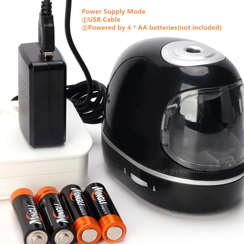 Basics Sacapuntas eléctrico portátil, hoja helicoidal, parada  automática, funciona con batería/cable USB, negro, 3.54 x 3.54 x 6.3  pulgadas : Productos de Oficina 
