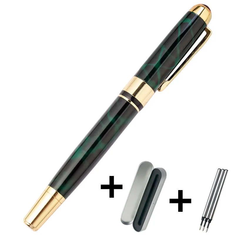 

1 Metallic Gel Pen + 3 Refills Gift Box 4 Colors European Elegant Green Signature Office Stationery Contract Men Document Sign
