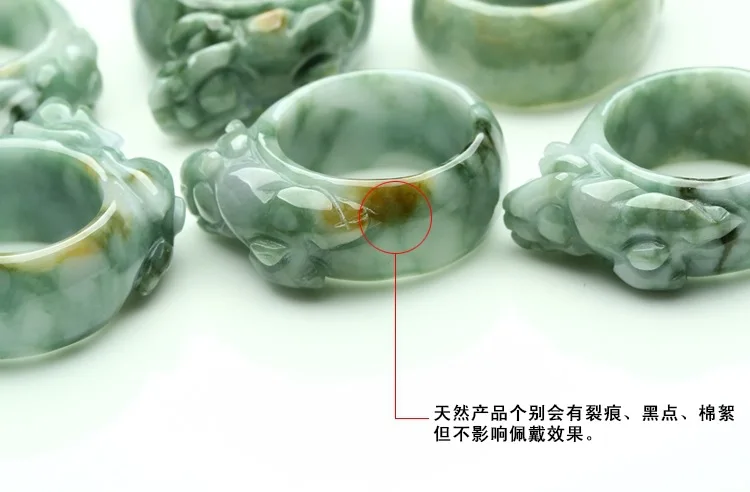 Certificado) envatio Directo luz Natural verde AAA grado Jadeite anillo dedo 3D tallado PIXIU regalo para joyerica de