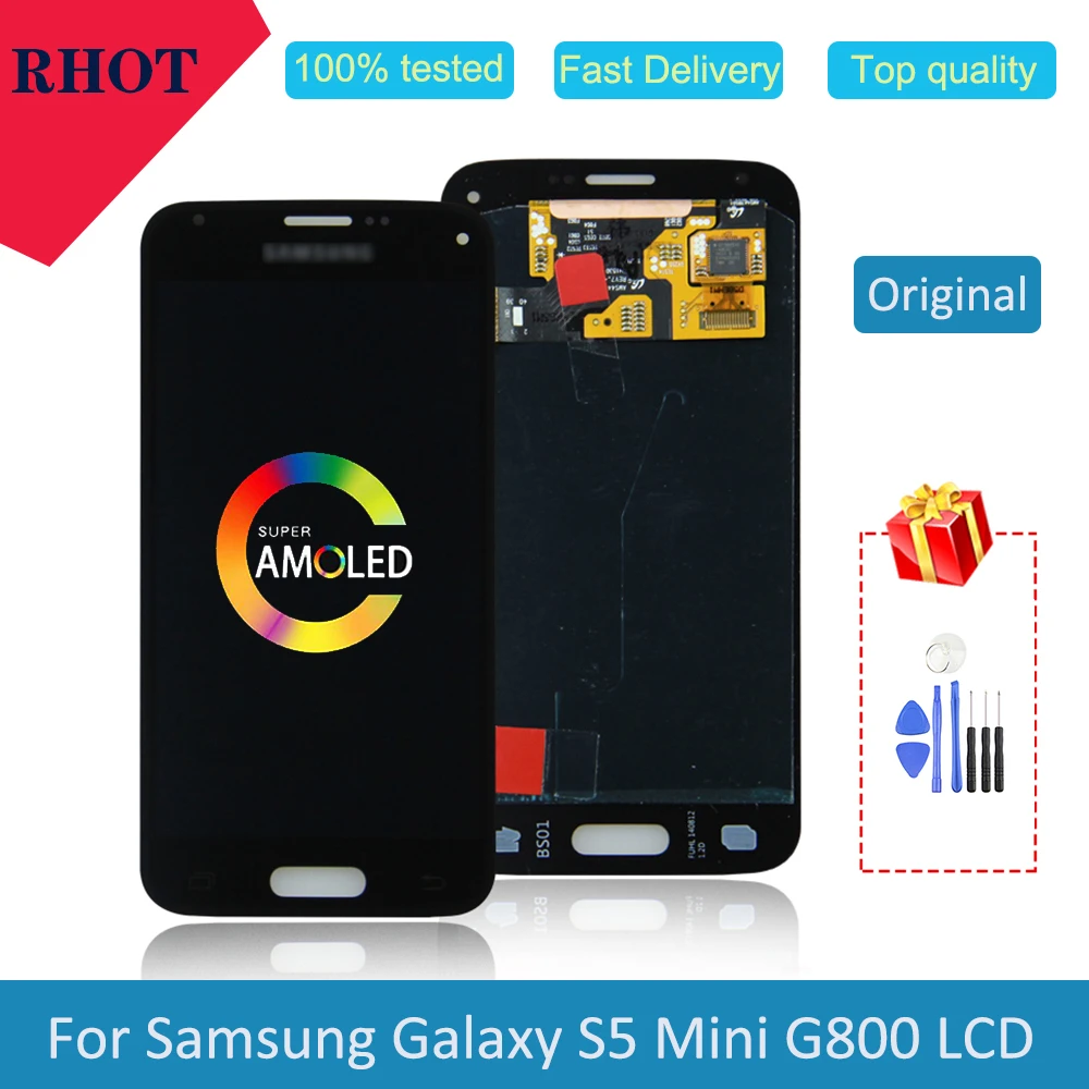 

100% tested Original AMOLED 4.5" S5 Mini LCD for Samsung Galaxy S5 Mini G800 G800F G800H LCD touch screen digitizer assembly