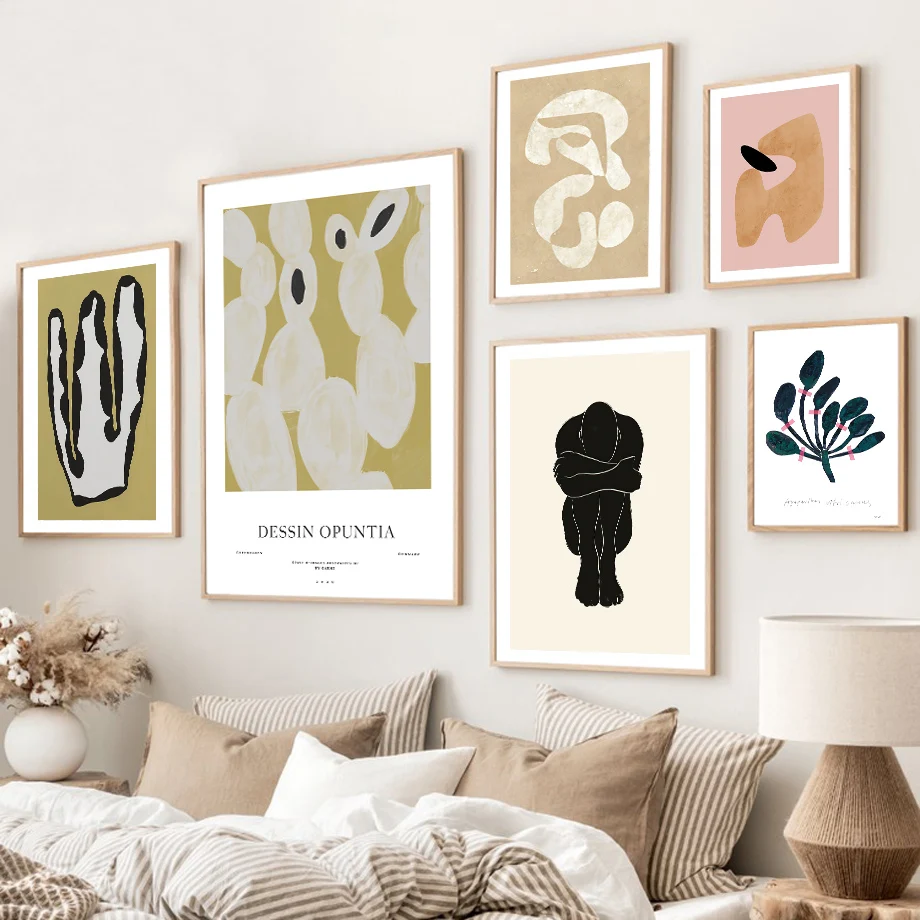 Nordic Posters And Prints Geometry Abstract Cactus Plant Human Body Draw Wall Art Canvas Painting Decor Pictures For Living Room