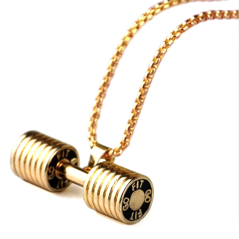 

Dumbbell Pendant Bodybuilding Fitness Necklace Crossfit Barbell Necklace Fitness Jewelry Stainless Steel