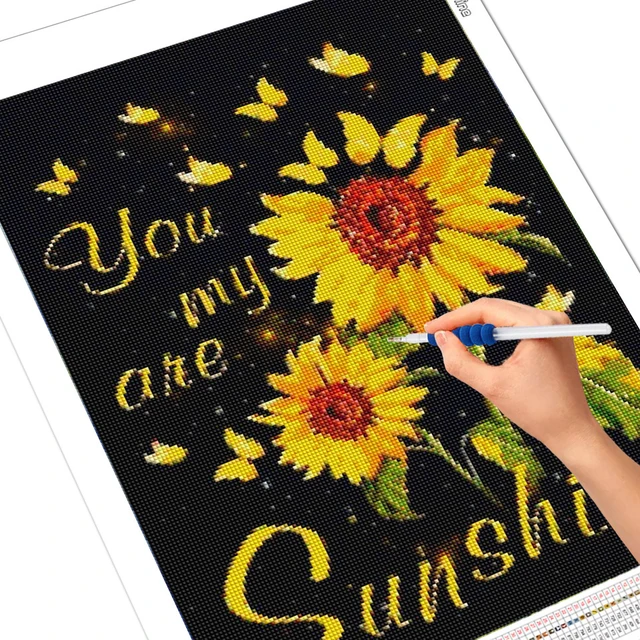 HOMFUN Paint With Diamond Embroidery Sunflower flower Diamond Painting  Full Square Round Picture Of Rhinestone Decor