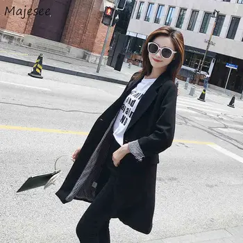 

Long Blazers Women Solid Simple Casual Loose Plus Size 2XL High Quality All-match Womens Clothing Korean Style Fashion Harajuku