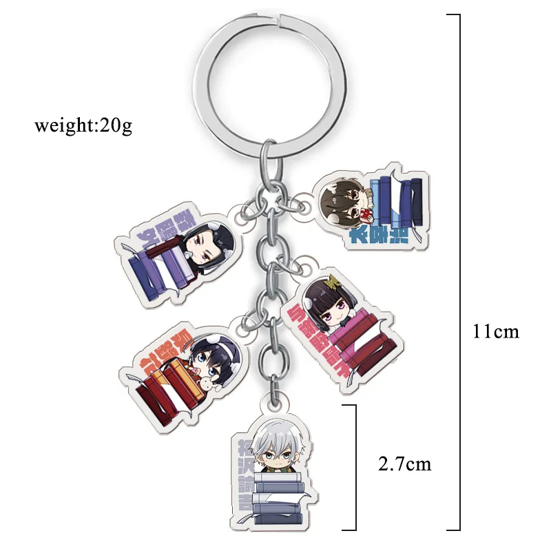 5 Pcs/Set Japanese Anime Bungou Stray Dogs Acrylic Keychain Pendant Cartoon Figure Key Holder Anime Around