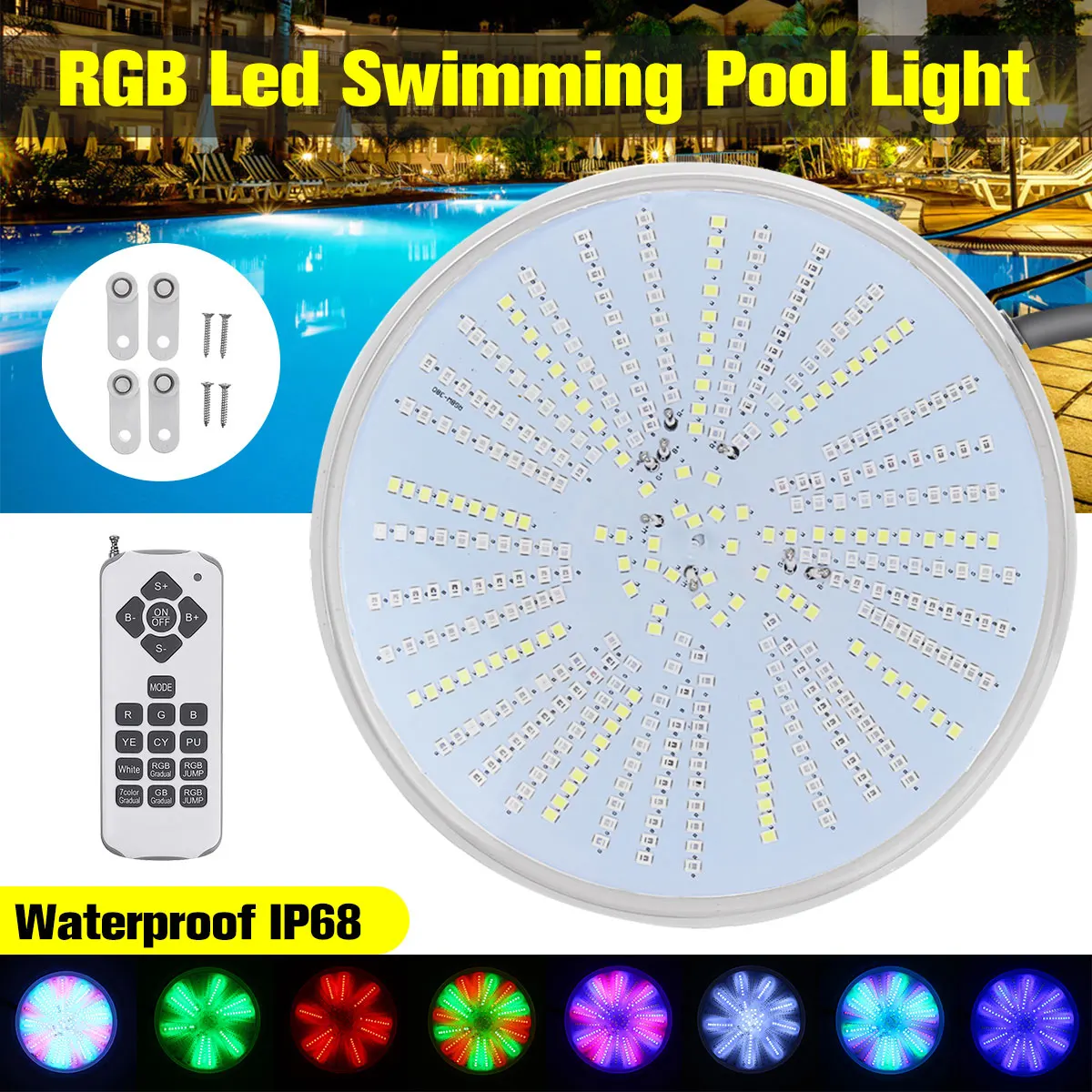 

RGBW Led Swimming Pool Light 380leds AC/DC12V Resin Replacement PAR56 Lamp Waterproof IP68 Multi Color 2m Wire Underwater Lights