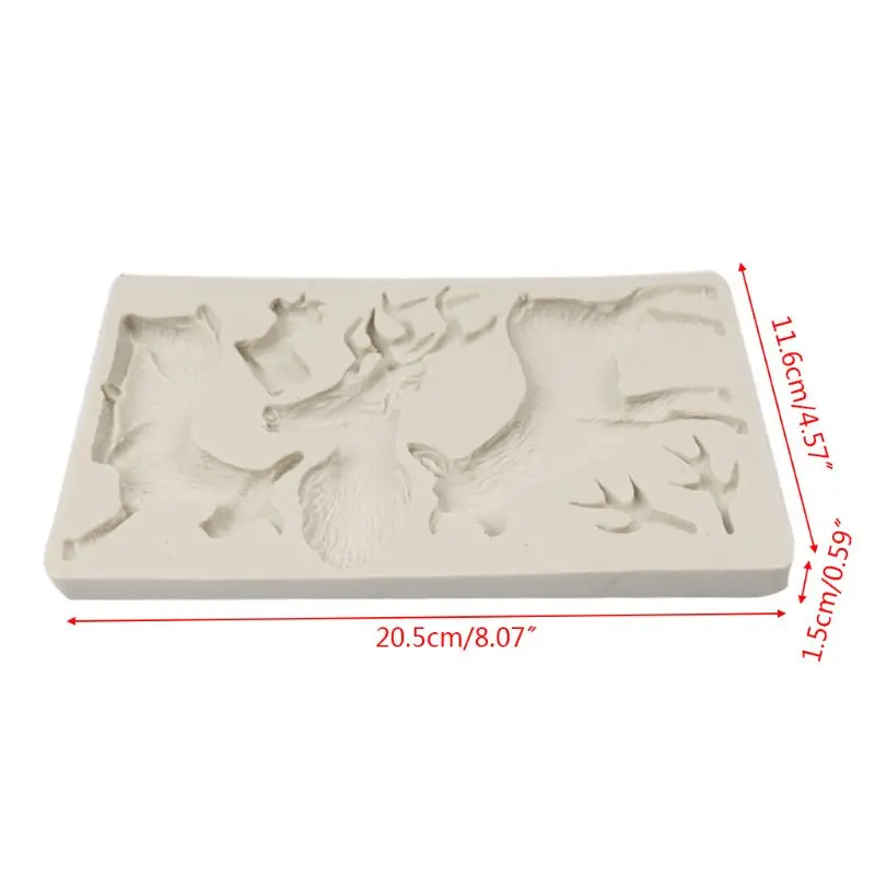 3D Рождество олень силиконовые формы помадка торт шоколадное украшение Sugarcraft E7CB
