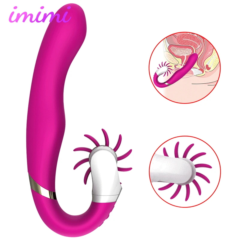 Heating Rotation Tongue Licking Vibrator Vagina Clit Stimulator Magic Wand Dildo Powerful Masturbator Adult Sex Toys for Women