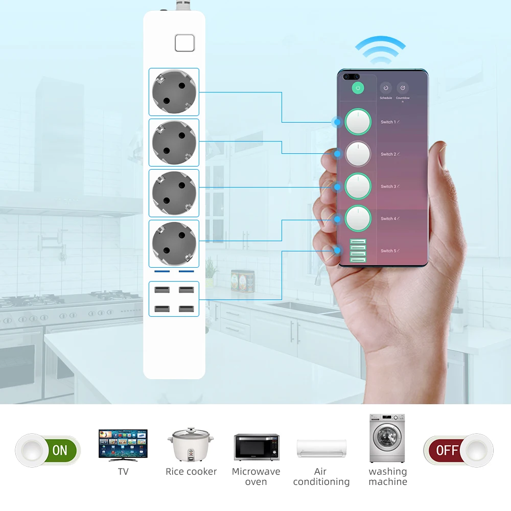 Ciabatta MultiPresa Smart Alexa,Monitoraggio Energetico,Intelligente Wifi(Solo 2,4 GHz) con 4 Prese AC e 3 USB(2A+1C), Protezione da Sovraccarico 3680W 16A,Compatibile con Google Home Ciabatta MultiPresa Smart Alexa,Monitoraggio Energetico,Intelligente Wifi(Solo 2,4 GHz) con 4 Prese AC e 3 USB(2A+1C), Protezione da Sovraccarico 3680W 16A,Compatibile con Google Home
