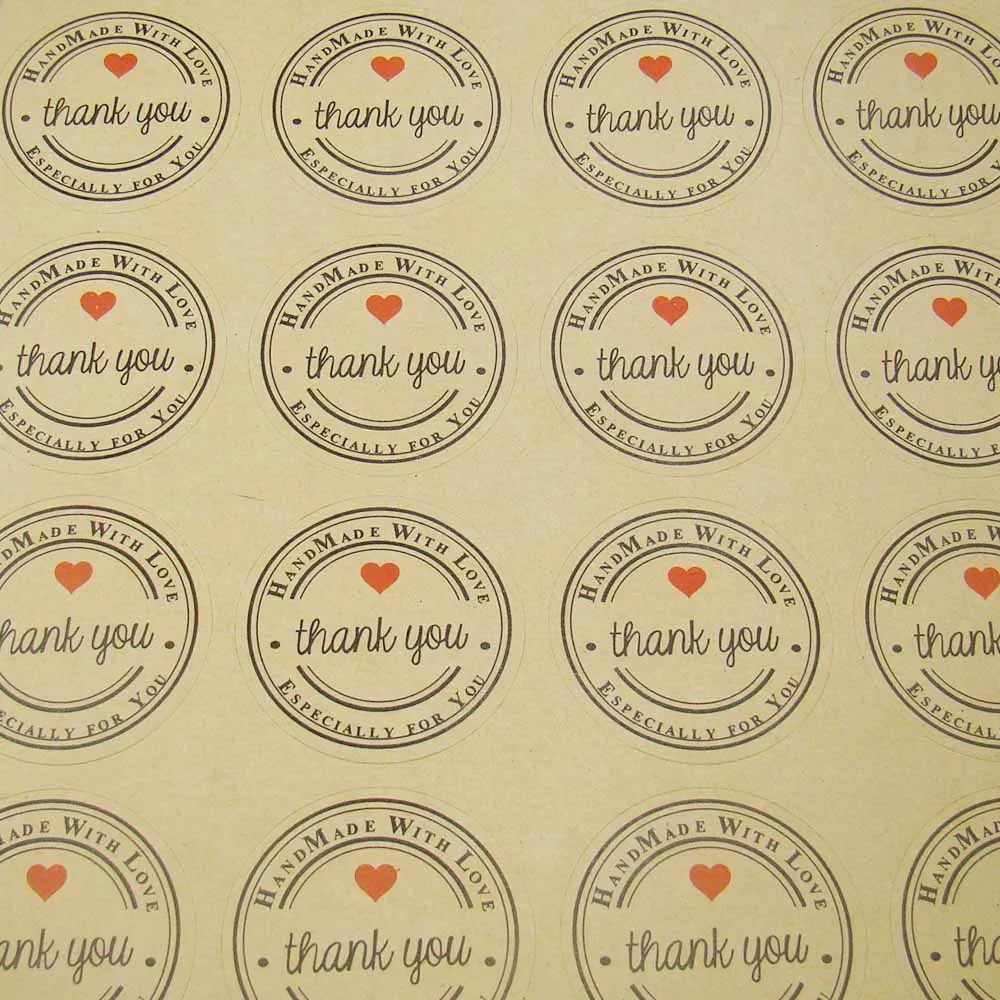 300 шт./лот самоклеящиеся наклейки с надписью Thank You love Диаметр 3 5 см бумажные бирки