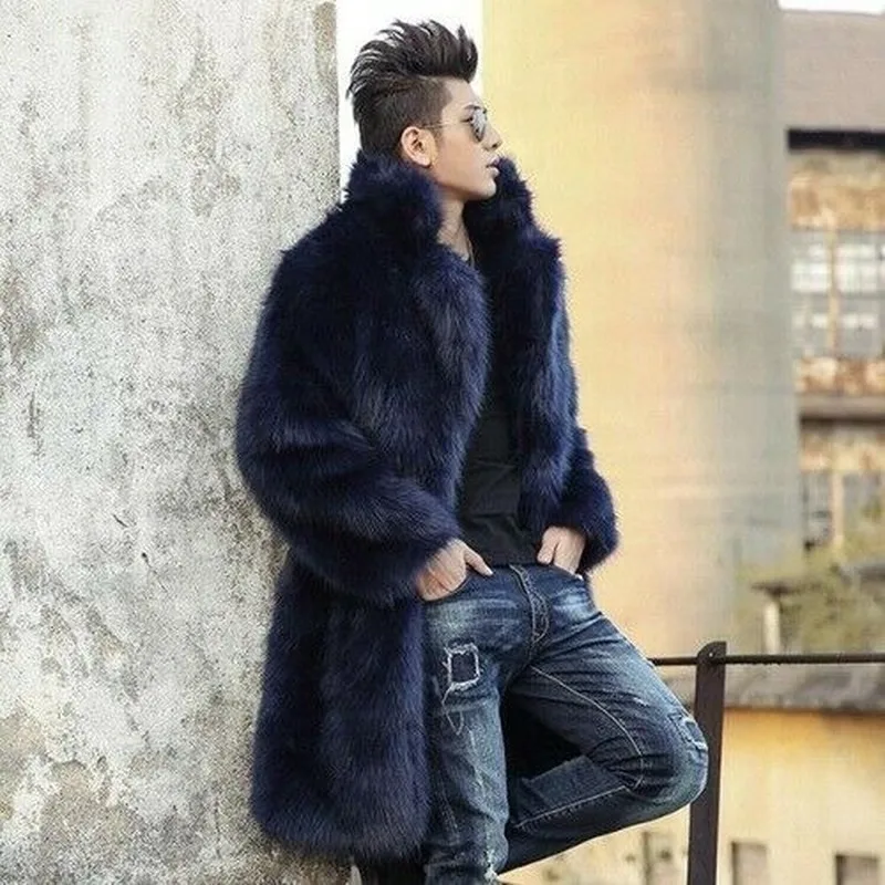 

Faux Mink Fur Leather Jacket Mens Thicken Fur Leather Coat Loose Overcoat Outwear Autumn Winter Fashion Warm Ropa Para Hombre