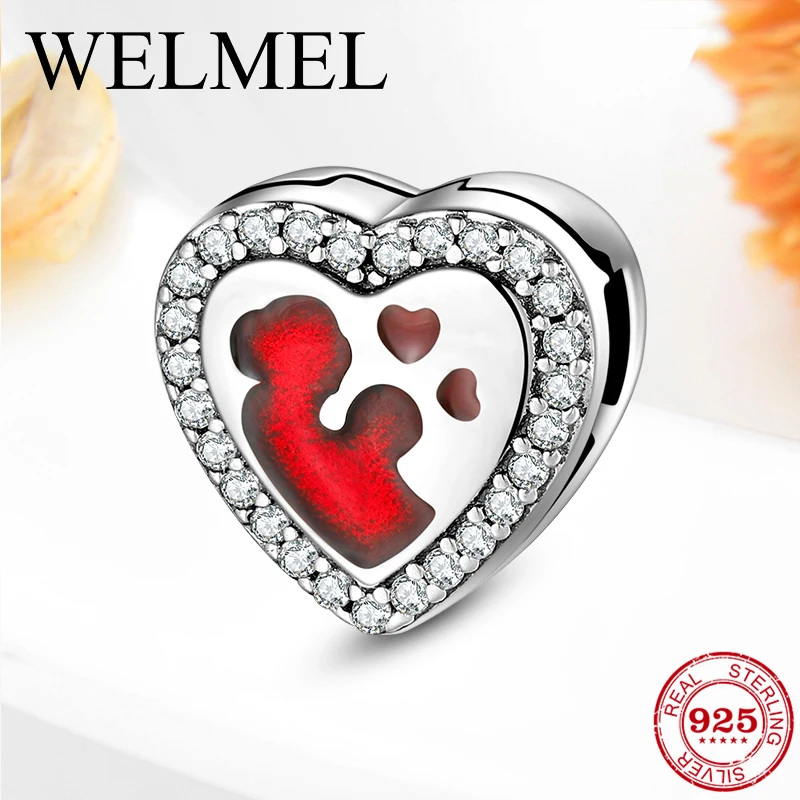 

Mother's Day Gifts 925 Sterling Silver Mom and child Heart Clips Beads fit Original Reflection Charm Bracelets DIY Jewelry