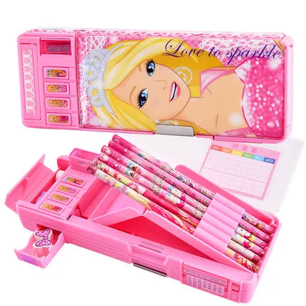 

Barbie Pencil Case Multi-functional Pencil Case Stationery Box Children Plastic Pencil-box