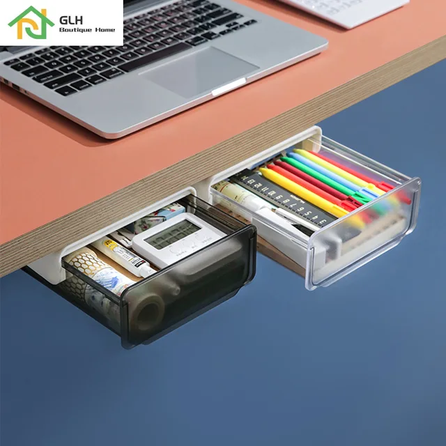 Önbot Ceruza Tálca Asztal Alatt Fiókos Szervező Tároló Doboz Önfagás Rejtett Irodai Irodaszer - Image 5