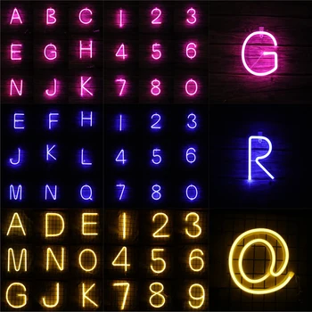 Diy Abcd/1234 Brief Stijlen Led Neon Licht Slaapkamer Muur Decoratie Thuis Party Holiday Decor Xmas Gift Voor Usb batterij Aangedreven