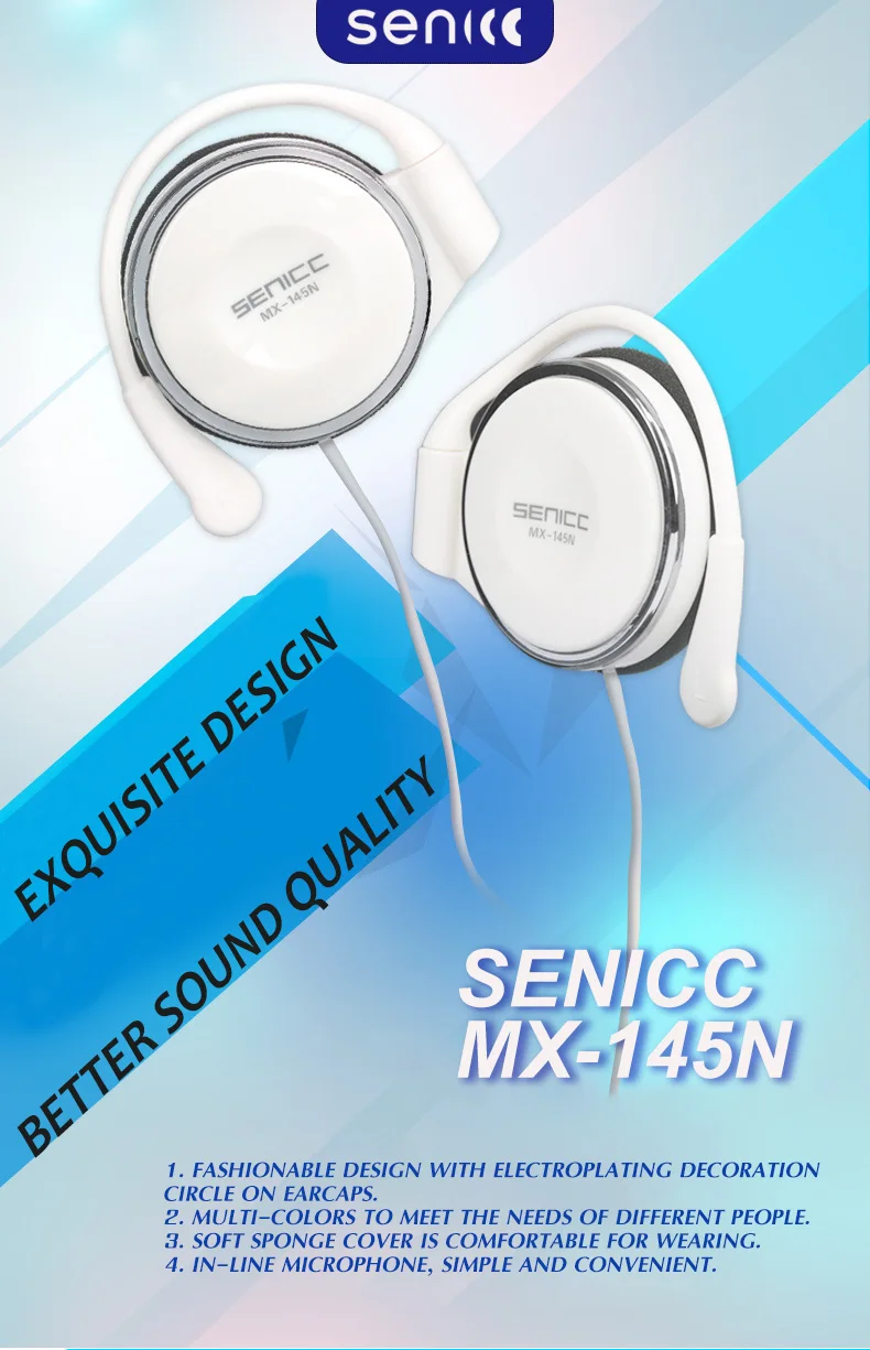SENICC, MX-145N, Hi-Fi, спортивные, Экстра бас, музыка, Заушник, наушники, стерео, светильник, ушные крючки, наушники с регулятором громкости для телефона 3,5 мм
