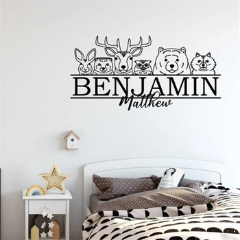 

Forest Nursery Name Wall Sticker Woodland Decoration Custom Wall Decal Boy Outdoor Theme Critter Animals Nursery Sign HY229