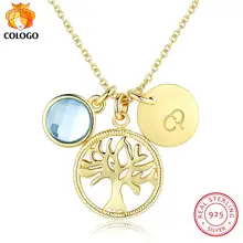 COLOGO Real de plata de ley 925 Árbol de la vida y atrapasueños colgante de cristal collar de gargantilla de moda para mujer joyería de regalo LKN0036(China)